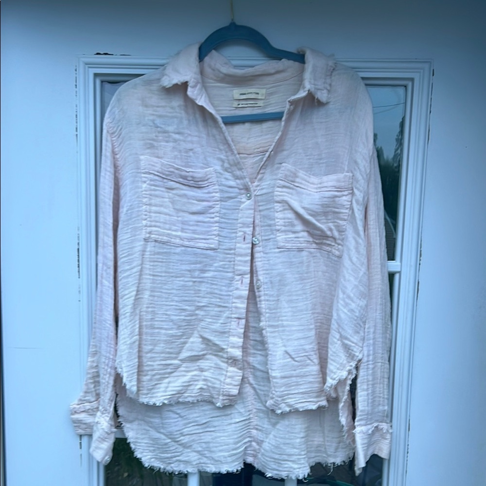 Urban Outfitters Cream Long Sleeve Button Down Shirt